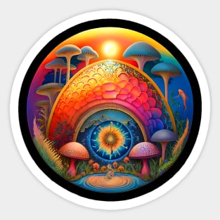 Magic Mushrooms in Garden Sticker